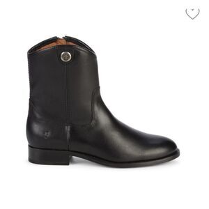 Frye Melissa Black Leather Short Button Boot | Size 7.5